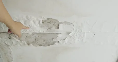 Ceiling panels problem outside house from water pipes damaged or rainy leaked. Stock Footage 254686354