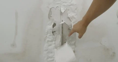 Ceiling panels problem outside house from water pipes damaged or rainy leaked. Stock Footage 254936538