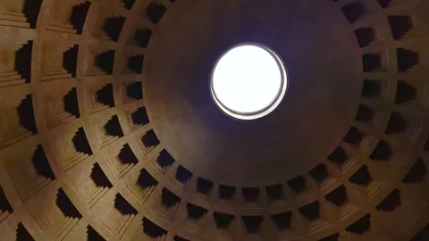 Ceiling of The Pantheon with a cloudy sky Stock Footage 257637384