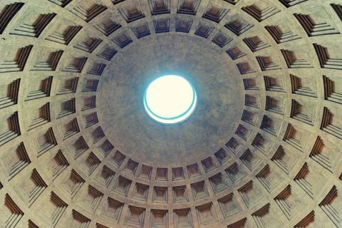 Ceiling of Pantheon in Rome Stock Photos