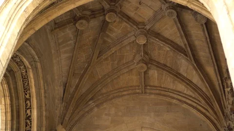 Ceiling patterns of the dome at the entrance to the Catedral Stock Footage 115657938