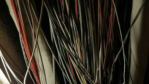 Ceiling pipe and wires in the building in the dark. Stock Footage 91513410