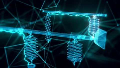 Ceiling rail system hologram Close up Stock Footage 155029404