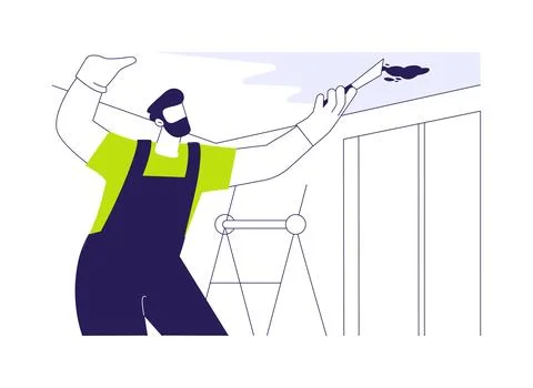 Ceiling repair abstract concept vector illustration. Stock Illustration
