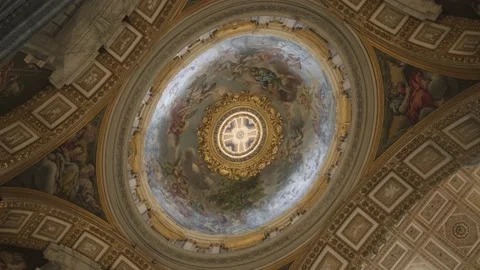 Ceiling at Saint Peter Basilica church. Stock Footage 169185675