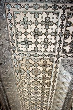 Ceiling of Sheesh Mahal Stock Photos
