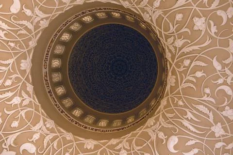 Ceiling at sheik zayed mosque Stock Photos