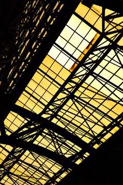 Ceiling with skylight window Ceiling with skylight window of old industria... Fotos de archivo