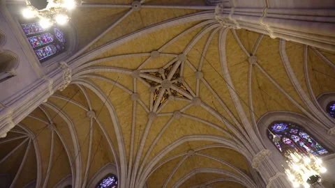 The ceiling of St. Patrick's Cathedral in New York Stock Footage 245441724