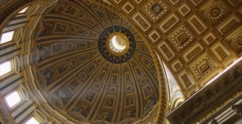Ceiling of the St. Peters Basilica Stock Footage 86652009