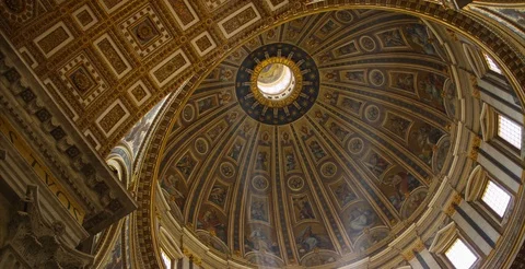 The ceiling of the St. Peters Basilicas dome Stock Footage 86652023