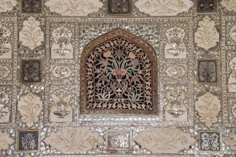 Ceiling with a star pattern featuring a pedradura stone technique, Jaipur 写真素材