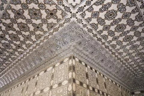 Ceiling with a star pattern featuring a pedradura stone technique, Jaipur 写真素材