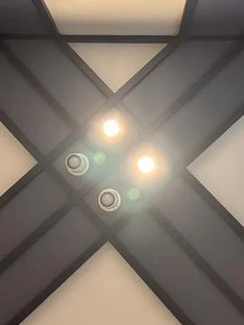 Ceiling Structure with Light Beams and Flare Stock Photos