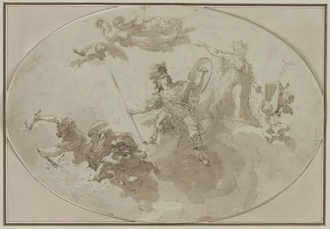 Ceiling Study: Allegory of Peace and War, c. 1800 ?. Giuseppe Bernardino Bi.. Stock Illustration