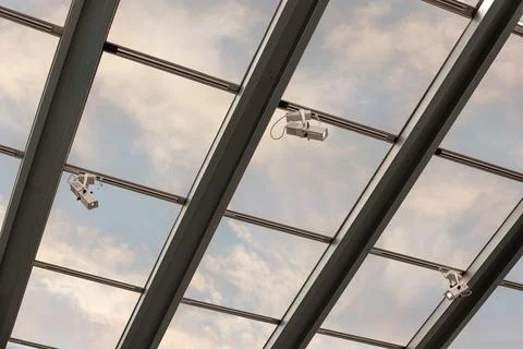 Ceiling surveillance with sky in the background Stock Photos