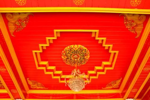 The ceiling in thai temple Stock Photos