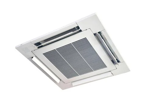 Ceiling type white air conditioner isolated white background Stock Photos