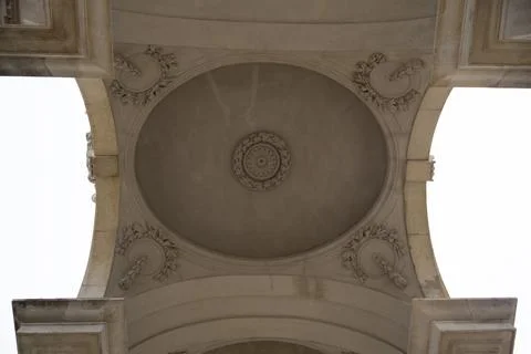 A ceiling with various decorations in an oval shape Stock Photos