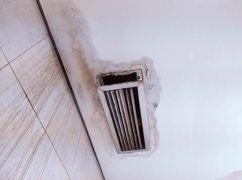Ceiling where there is an ac duct that needs to be repaired Stock Photos