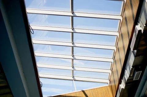 Ceiling.Glazed frames, bottom view. Interior, design Stock Photos