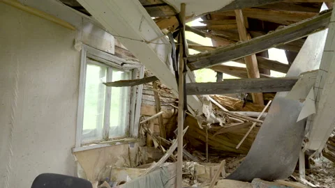 Ceilings dropping off the floor in the house Stock Footage 137360764