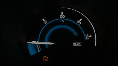 CEL check engine light warning on dashboard. OBD2 error code. Service Stock Footage 133221061