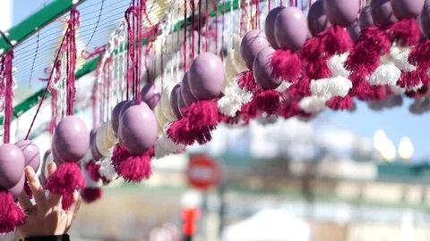 Celabration of Happy Easter outdoor on the street of tthe big city Stock Footage 88295620