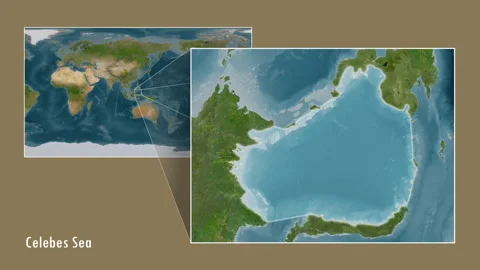 Celebes Sea. Satellite map. Patterson Cy... | Stock Video | Pond5