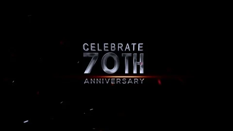Celebrate 70th anniversary with silver text on dark background with confetti Видео 343669112