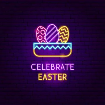 Celebrate Easter Neon Label Stock Illustration