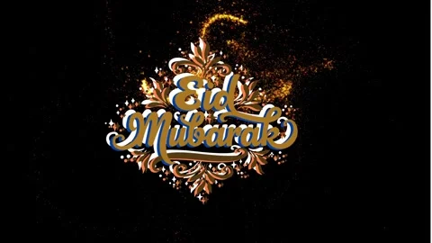 Celebrate Eid Mubarak with isolated text adorned with beautiful ornaments Stock Footage 303947605