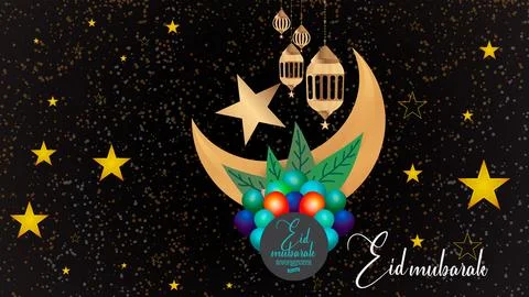Celebrate Eid Mubarak with a stunning Eid Mubarak greeting card and Eid Mub.. Stock Illustration