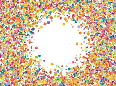 Celebrate pattern background of colored confetti and serpentine. Stock Illustration