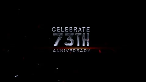 Celebrate seventy third anniversary with silver text and red sparks on dark Stock-Footage 343669145