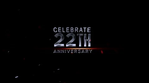 Celebrate twenty second anniversary with silver text on dark background wit.. 库存影片 343668970