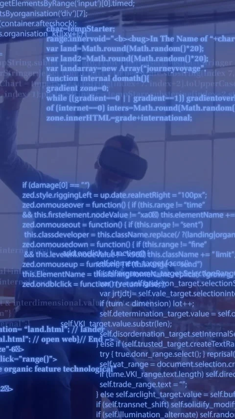 Celebrating business team in office with programming code animation over them Stock Footage 320150486