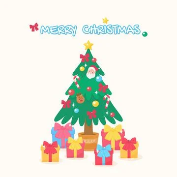 Celebrating christmas tree Stock Illustration