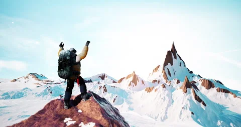 Celebrating a Climber's Triumphant Accomplishment Stock Footage 245771053