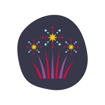 Celebrating with colorful fireworks exploding in night sky Stockillustratie