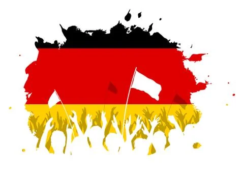 Celebrating Crowd with German flag Stock Illustration