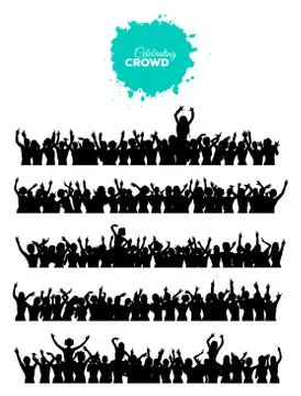 Celebrating Crowd Set Stock Illustration