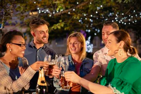 Celebrating with Drinks! 스톡 사진