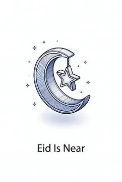 Celebrating eid with crescent moon and star Stock Illustration
