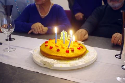 Celebrating elder guy birthday Stock Photos