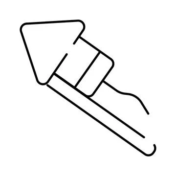 Celebrating firework rocket line art icon launching Stock Illustration