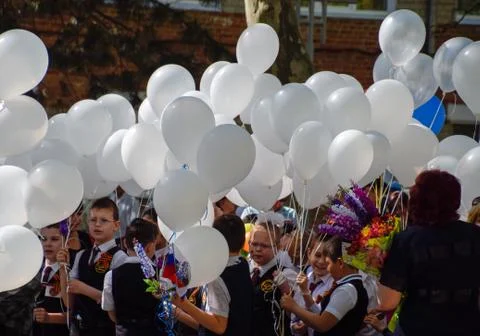 Celebrating the first of May, the day of spring and work. May Day parade on the Stock Photos