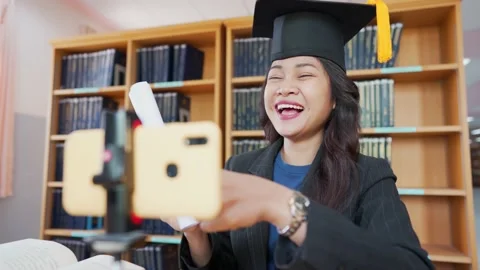Celebrating her graduation Video stock 150402461