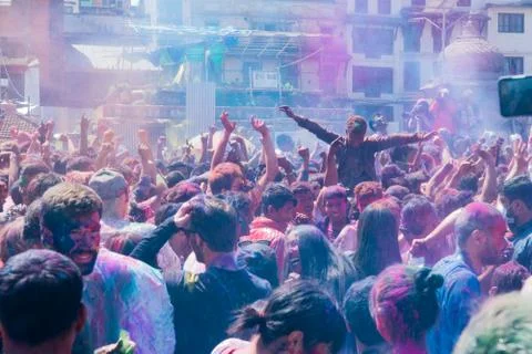 Celebrating Holi Stockfoto's