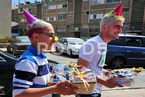 Celebrating jewish holiday purim Stock Photos